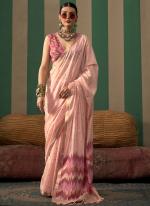 Silk Baby Pink Casual Wear Weaving Saree